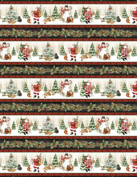 Designer-Baumwollstoff Winter Forest Repeating Stripe (10 cm)